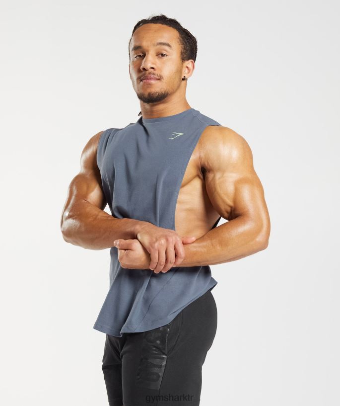cesur açılan kol tankı 8H4J02907 Gymshark Giyim erkekler akşam mavisi
