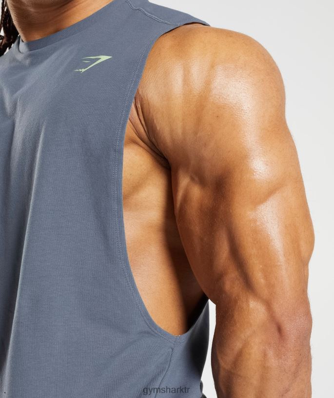 cesur açılan kol tankı 8H4J02907 Gymshark Giyim erkekler akşam mavisi