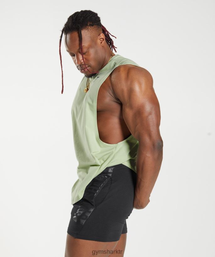 cesur açılan kol tankı 8H4J02912 Gymshark Giyim erkekler bitki örtüsü yeşili