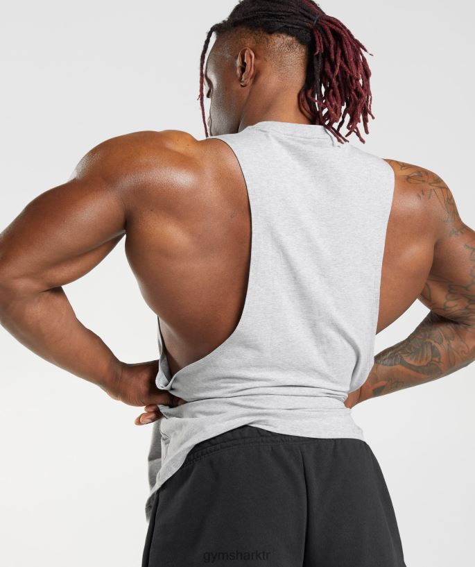 eski açılan kol tankı 8H4J02932 Gymshark Giyim erkekler açık gri marn