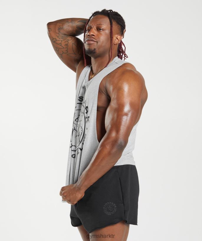 eski açılan kol tankı 8H4J02932 Gymshark Giyim erkekler açık gri marn