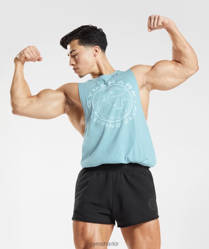 eski açılan kol tankı 8H4J02956 Gymshark Giyim erkekler buzdağı mavisi