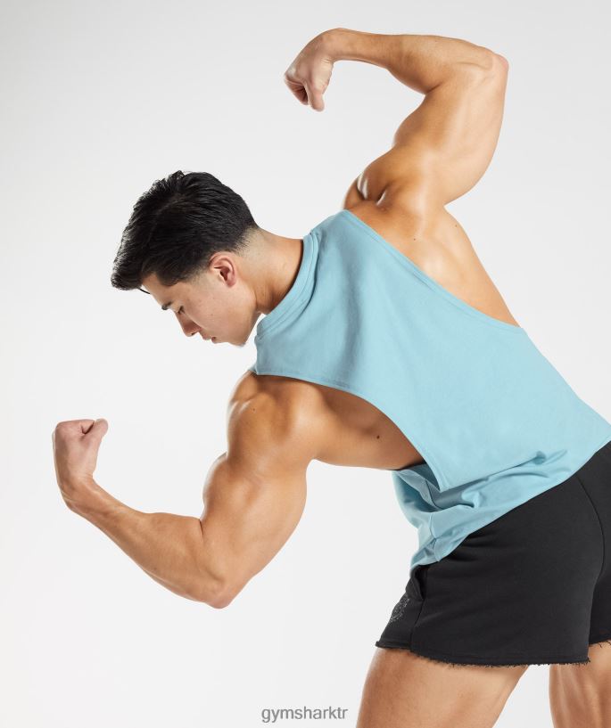 eski açılan kol tankı 8H4J02956 Gymshark Giyim erkekler buzdağı mavisi