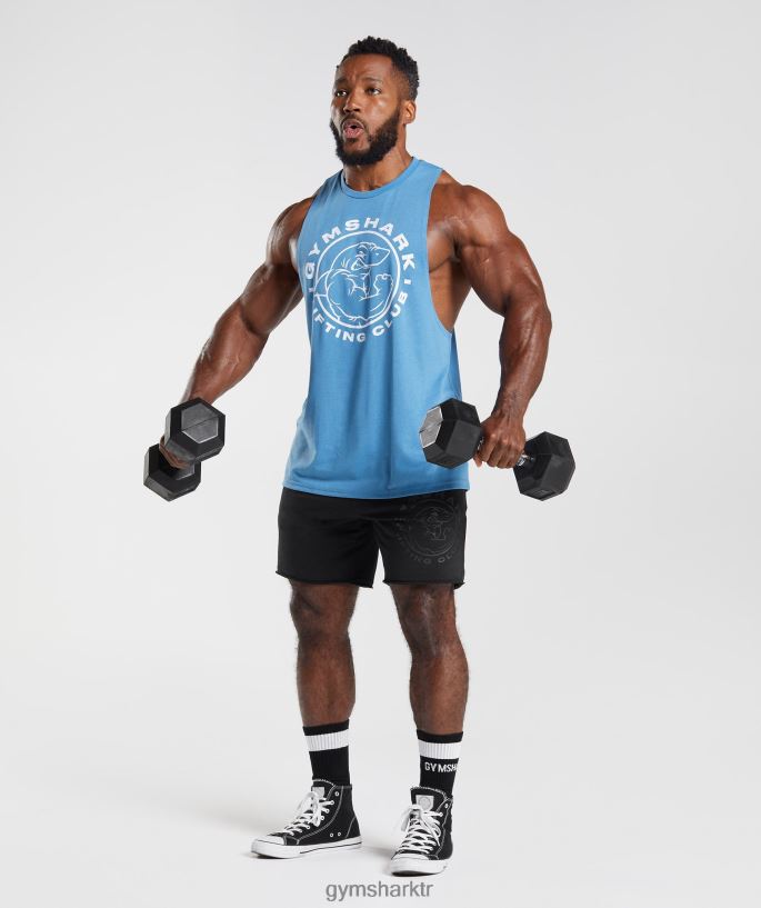 eski açılan kol tankı 8H4J02958 Gymshark Giyim erkekler kıyı mavisi