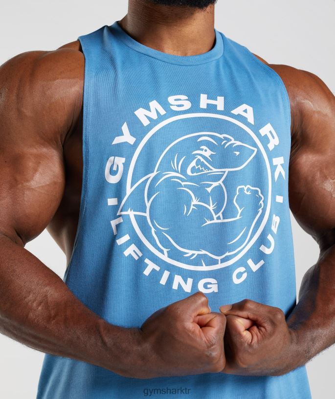 eski açılan kol tankı 8H4J02958 Gymshark Giyim erkekler kıyı mavisi