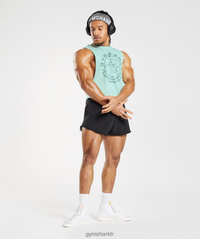 eski açılan kol tankı 8H4J02964 Gymshark Giyim erkekler su yeşili