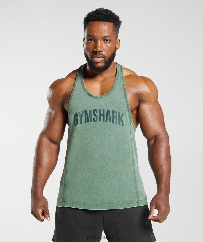 güç yıkanmış stringer 8H4J021001 Gymshark Giyim erkekler iguana yeşili