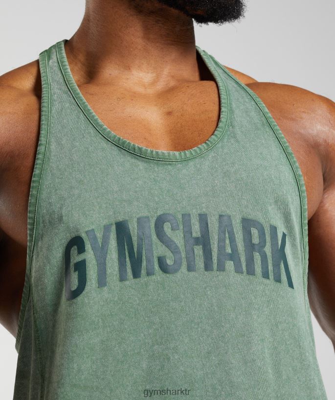 güç yıkanmış stringer 8H4J021001 Gymshark Giyim erkekler iguana yeşili
