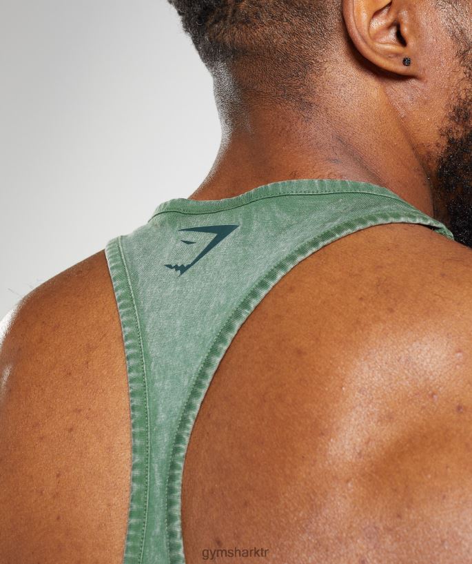 güç yıkanmış stringer 8H4J021001 Gymshark Giyim erkekler iguana yeşili