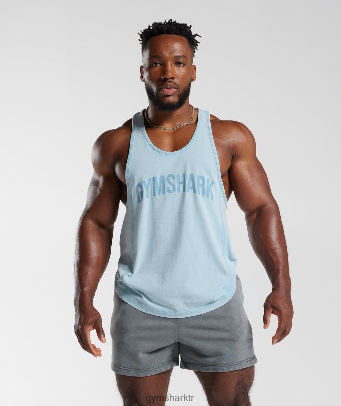 güç yıkanmış stringer 8H4J02982 Gymshark Giyim erkekler ozon mavisi