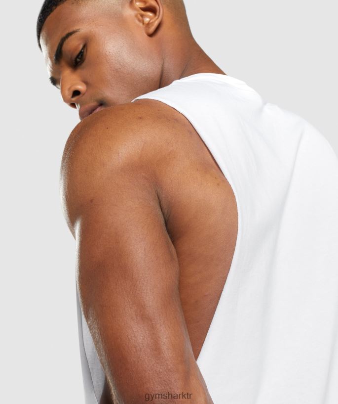 kritik 2.0 açılan kol tankı 8H4J02901 Gymshark Giyim erkekler beyaz