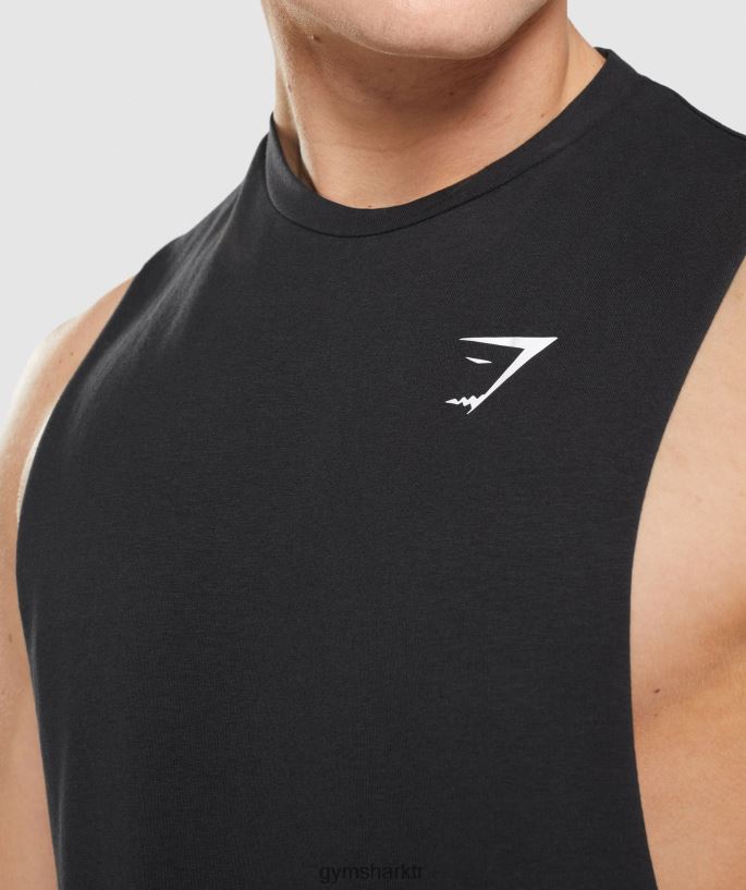 kritik 2.0 açılan kol tankı 8H4J02918 Gymshark Giyim erkekler siyah