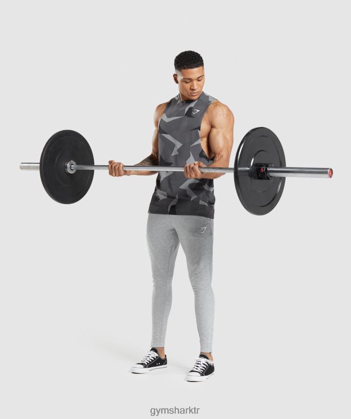 kritik düşürme kolu tankı 8H4J02949 Gymshark Giyim erkekler siyah baskı