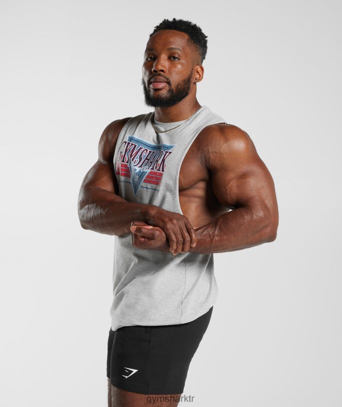 retrowave açılan kol tankı 8H4J02886 Gymshark Giyim erkekler açık gri çekirdekli marn