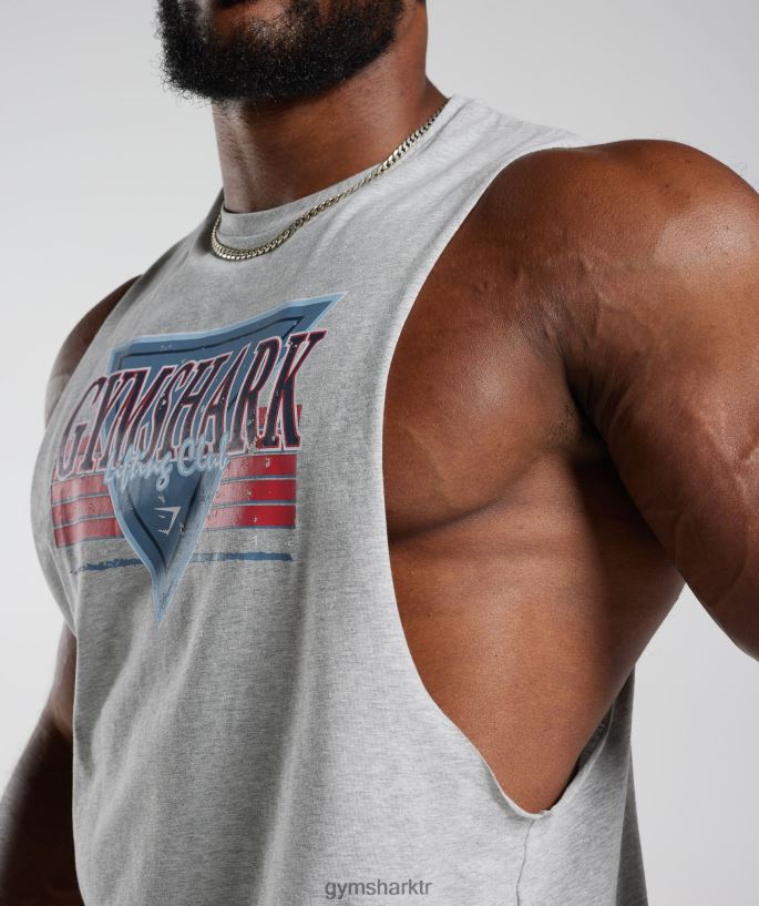 retrowave açılan kol tankı 8H4J02886 Gymshark Giyim erkekler açık gri çekirdekli marn