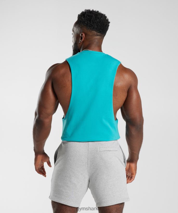 retrowave açılan kol tankı 8H4J02893 Gymshark Giyim erkekler ege mavisi