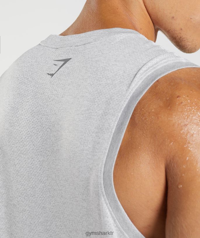 spor tankı 8H4J02933 Gymshark Giyim erkekler beyaz/dumanlı gri kırçıllı