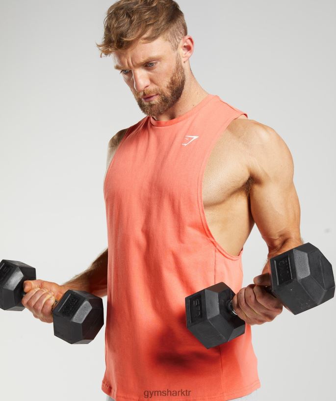 tepki bırak kol tankı 8H4J02954 Gymshark Giyim erkekler havacılık turuncu