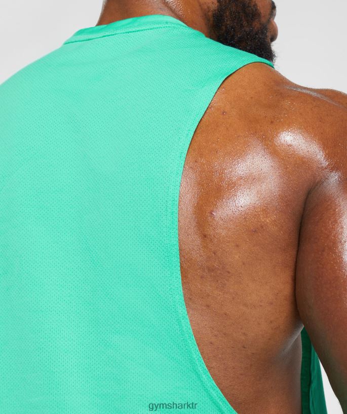 tepki bırak kol tankı 8H4J02955 Gymshark Giyim erkekler tropik yeşil