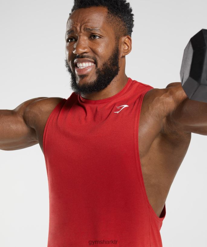 tepki bırak kol tankı 8H4J02966 Gymshark Giyim erkekler salsa kırmızısı