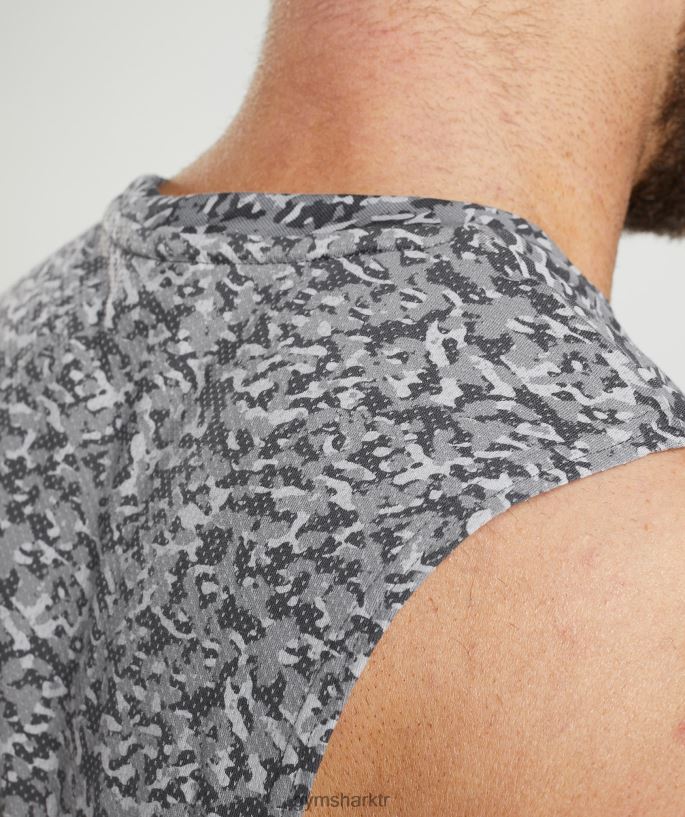 tepki bırak kol tankı 8H4J02968 Gymshark Giyim erkekler oniks grisi