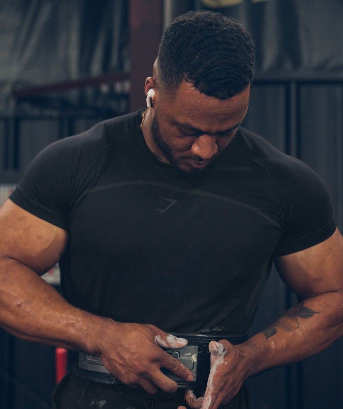 315 dikişsiz tişört 8H4J02778 Gymshark Giyim erkekler siyah