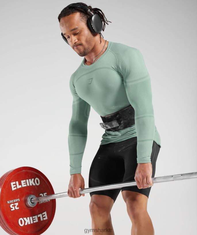 315 dikişsiz uzun kollu t-shirt 8H4J02780 Gymshark Giyim erkekler donmuş deniz mavisi/mürekkep deniz mavisi