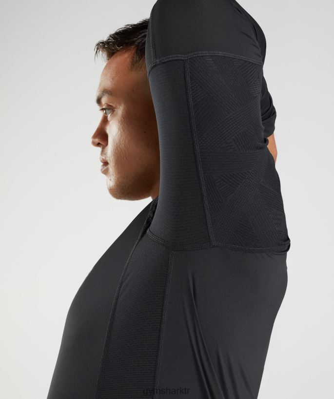315 uzun kollu tişört 8H4J02622 Gymshark Giyim erkekler siyah