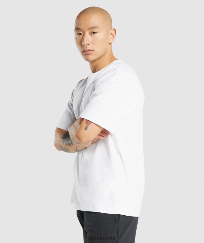 Essential büyük beden tişört 8H4J02572 Gymshark Giyim erkekler beyaz