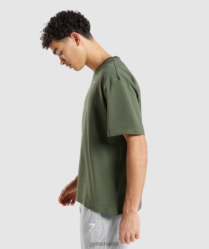 Essential büyük beden tişört 8H4J02623 Gymshark Giyim erkekler çekirdekli zeytin