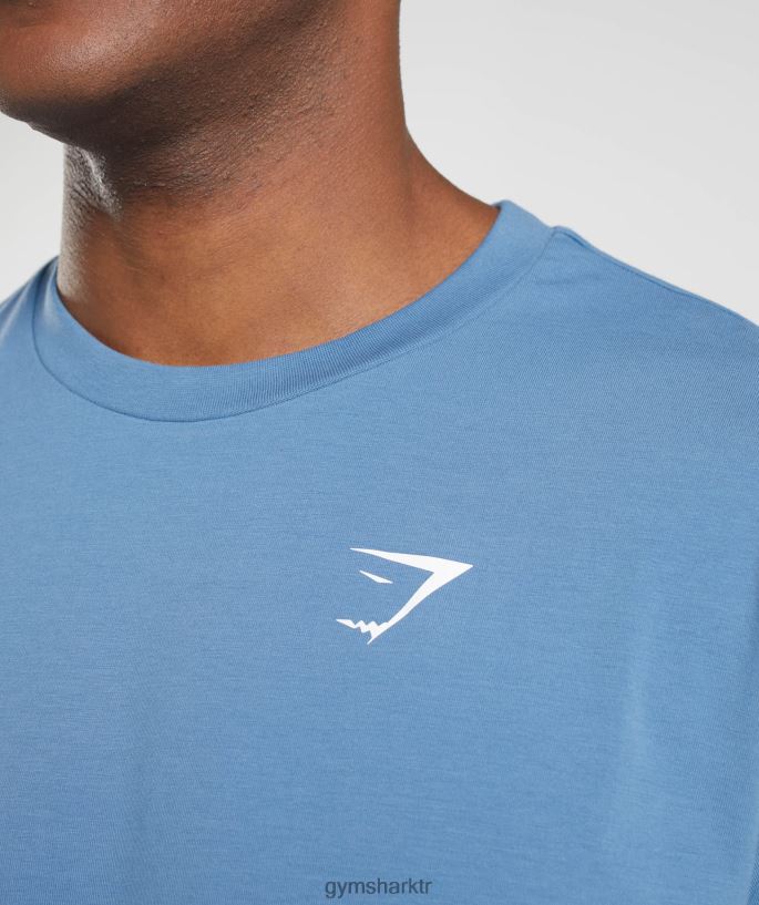 Essential büyük beden tişört 8H4J02651 Gymshark Giyim erkekler kot mavisi