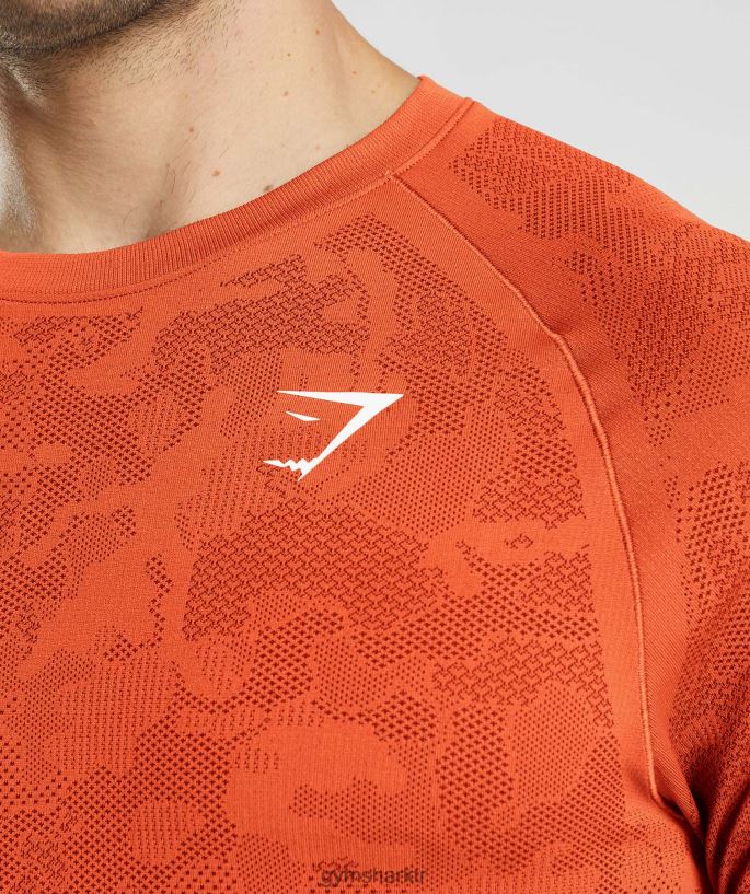 Geo dikişsiz uzun kollu t-shirt 8H4J02615 Gymshark Giyim erkekler biber kırmızısı/salsa kırmızısı