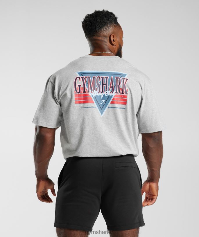 Retro dalga büyük beden tişört 8H4J02587 Gymshark Giyim erkekler açık gri çekirdekli marn