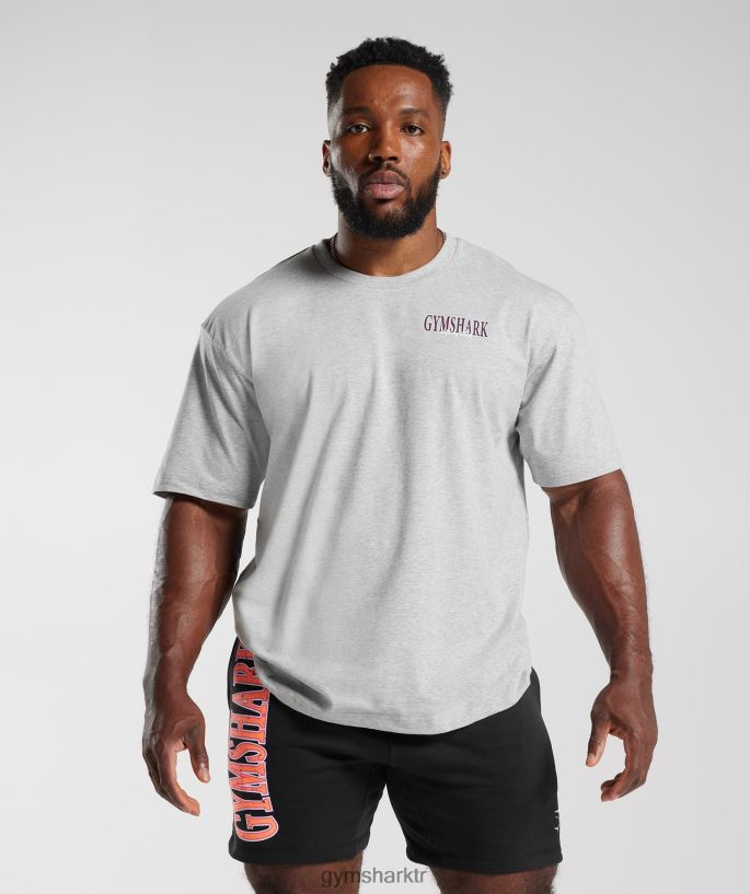 Retro dalga büyük beden tişört 8H4J02587 Gymshark Giyim erkekler açık gri çekirdekli marn