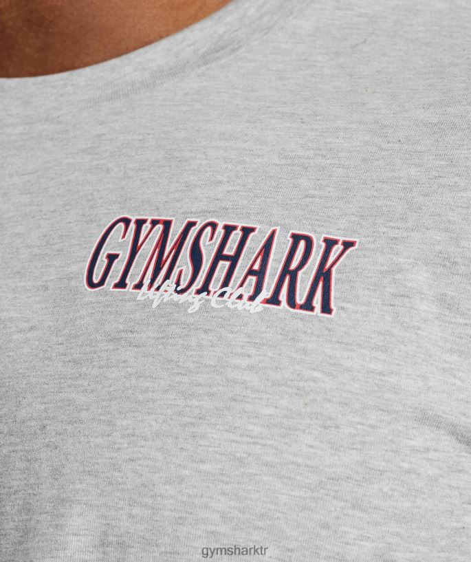 Retro dalga büyük beden tişört 8H4J02587 Gymshark Giyim erkekler açık gri çekirdekli marn