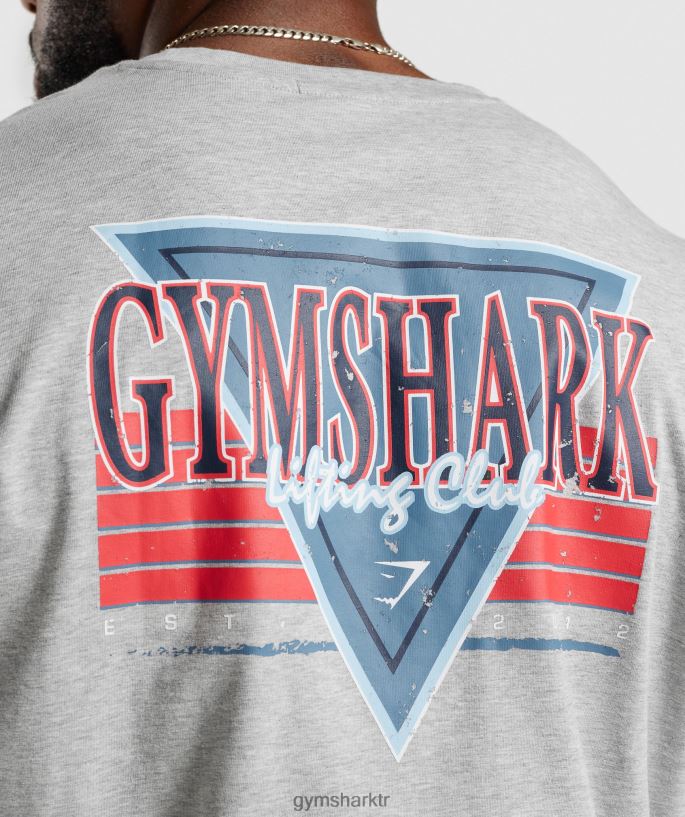 Retro dalga büyük beden tişört 8H4J02587 Gymshark Giyim erkekler açık gri çekirdekli marn