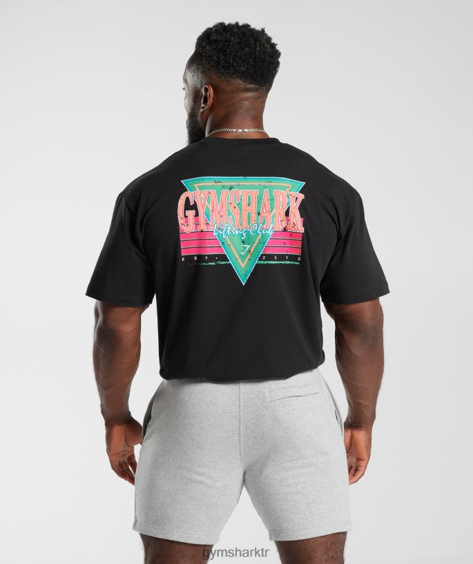 Retro dalga büyük beden tişört 8H4J02589 Gymshark Giyim erkekler siyah