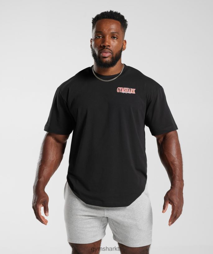 Retro dalga büyük beden tişört 8H4J02589 Gymshark Giyim erkekler siyah