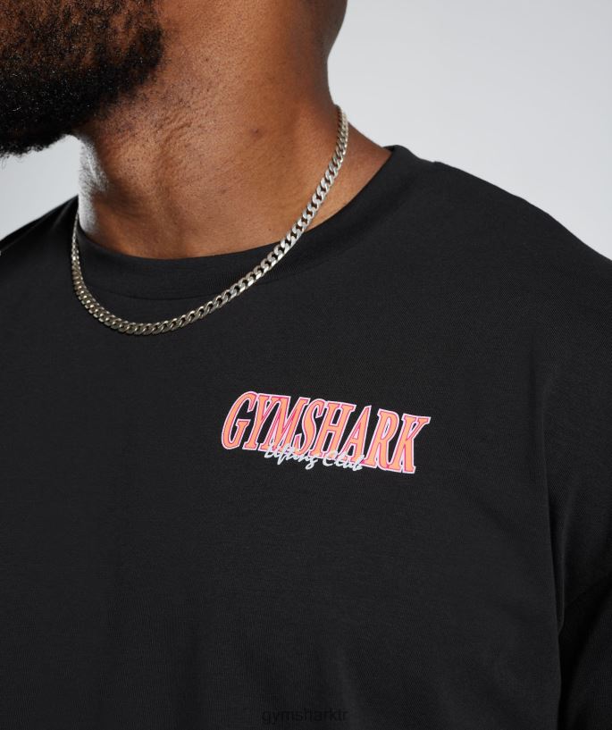 Retro dalga büyük beden tişört 8H4J02589 Gymshark Giyim erkekler siyah