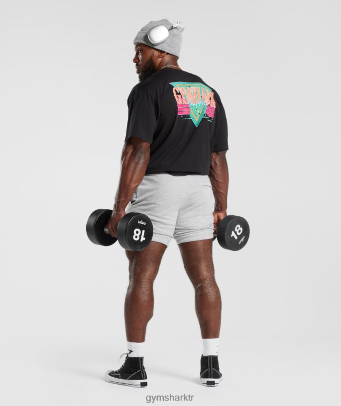 Retro dalga büyük beden tişört 8H4J02589 Gymshark Giyim erkekler siyah