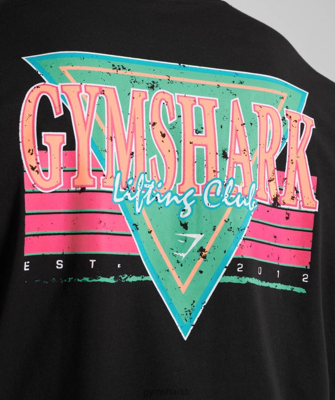 Retro dalga büyük beden tişört 8H4J02589 Gymshark Giyim erkekler siyah
