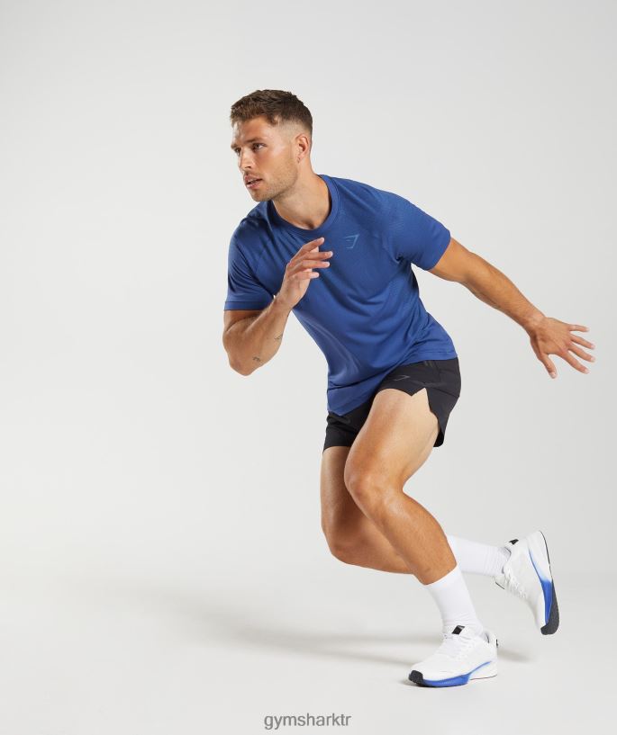 apeks dikişsiz t-shirt 8H4J02757 Gymshark Giyim erkekler yıldız mavisi/göl mavisi