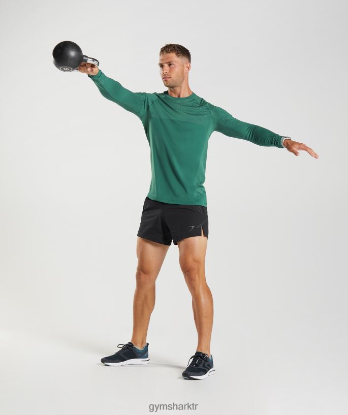 apeks dikişsiz uzun kollu t-shirt 8H4J02699 Gymshark Giyim erkekler orman yeşili/hoya yeşili