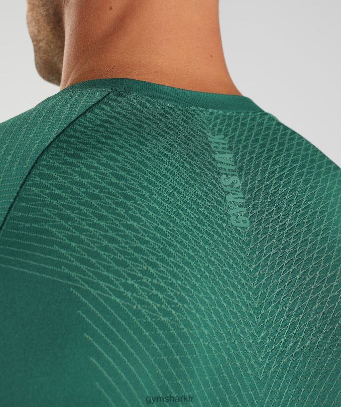 apeks dikişsiz uzun kollu t-shirt 8H4J02699 Gymshark Giyim erkekler orman yeşili/hoya yeşili