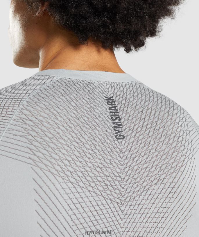 apeks dikişsiz uzun kollu t-shirt 8H4J02720 Gymshark Giyim erkekler açık gri/oniks grisi