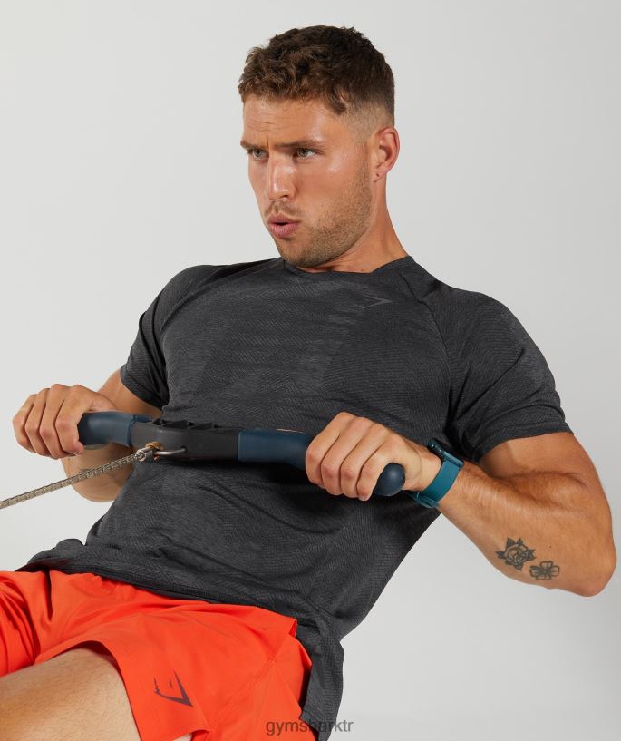 apeks tişört 8H4J02646 Gymshark Giyim erkekler siyah/siluet grisi