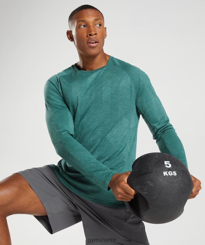 apeks uzun kollu t-shirt 8H4J02608 Gymshark Giyim erkekler orman yeşili/hoya yeşili