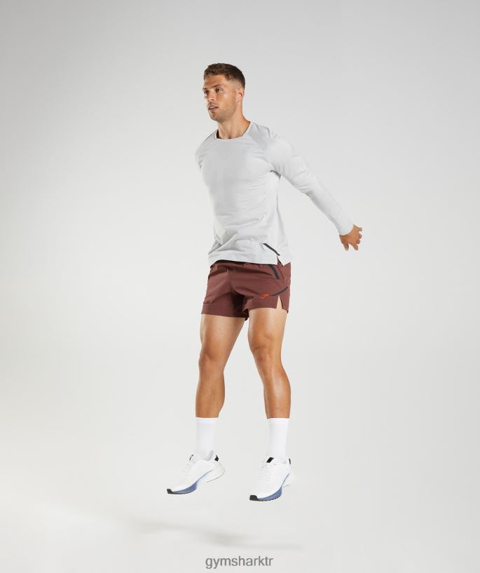 apeks uzun kollu t-shirt 8H4J02613 Gymshark Giyim erkekler açık gri/beyaz