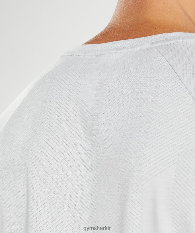 apeks uzun kollu t-shirt 8H4J02613 Gymshark Giyim erkekler açık gri/beyaz