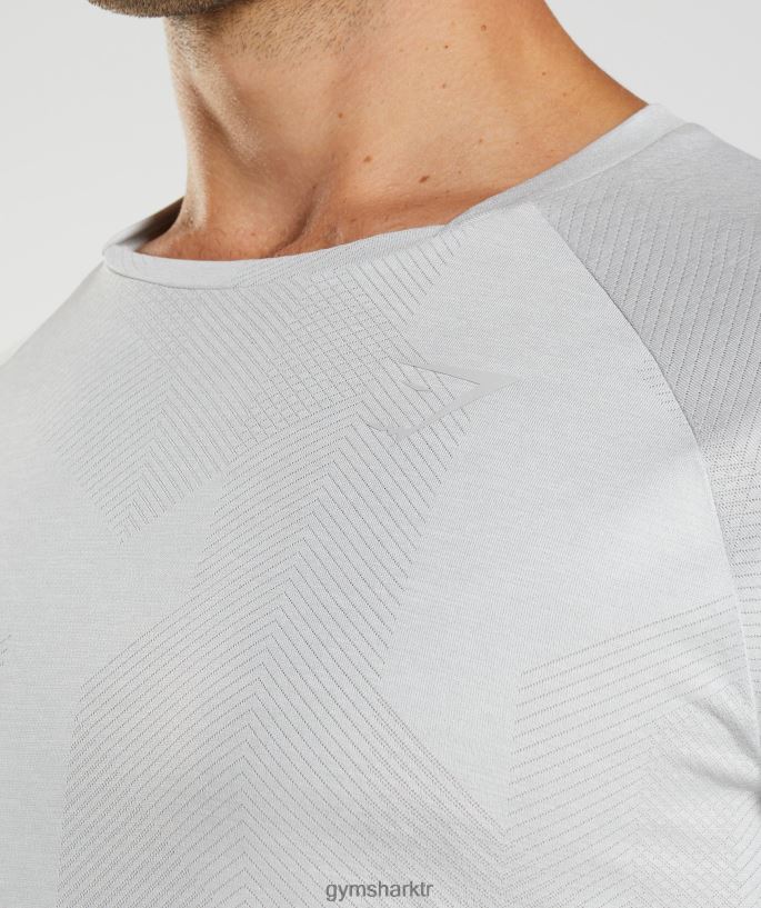 apeks uzun kollu t-shirt 8H4J02613 Gymshark Giyim erkekler açık gri/beyaz